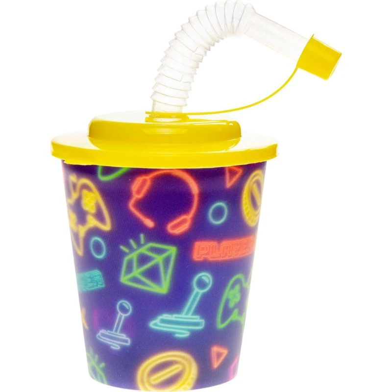 Duckiez Gamer Drikkekrus med Låg og Sugerør - 250ml (12 stk.)