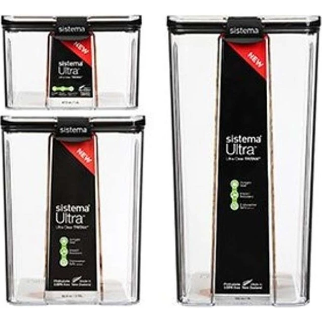 Sistema Ultra opbevaringssæt 3 stk (stor) – klar Tritan