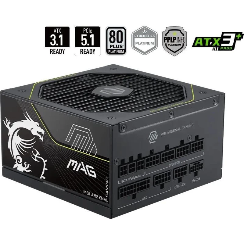 MSI MAG A1200PLS PCI5 1200W 80 PLUS Platinum Strømforsyning