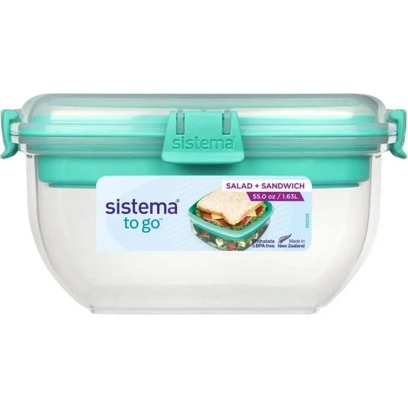 Sistema 1,63 l Salad & Sandwich To Go – Minty Teal madkasse