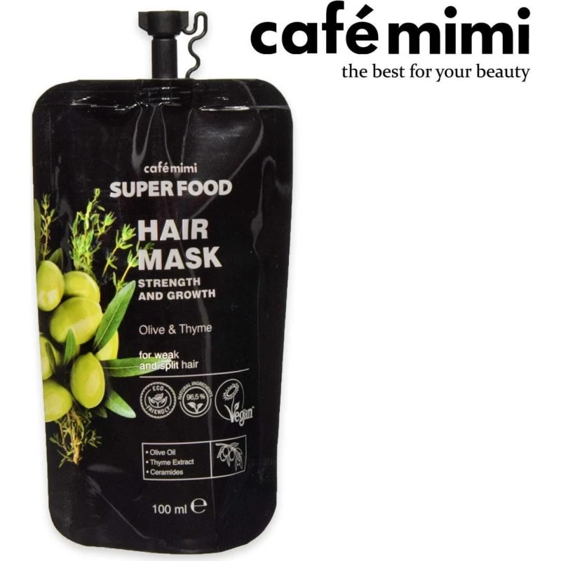 Cafe Mimi Styrkende og vækst hårmaske med oliven og timian, 100ml