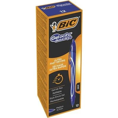 BIC Gel-ocity Quick Dry Blå Gel-pen, Medium 0.7 mm - 12 stk