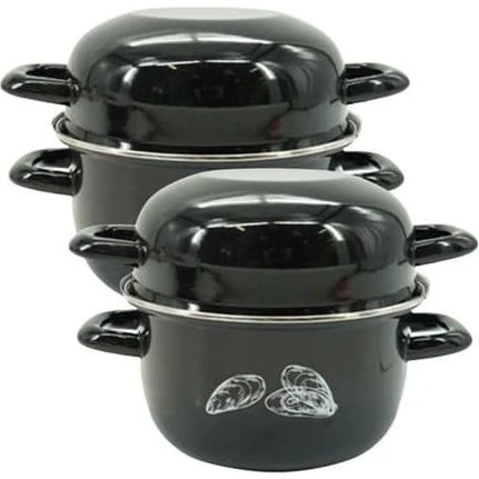 Fackelmann Set med 2 emaljerede musselkrukor - 20,5 x 26 x 17,5 cm