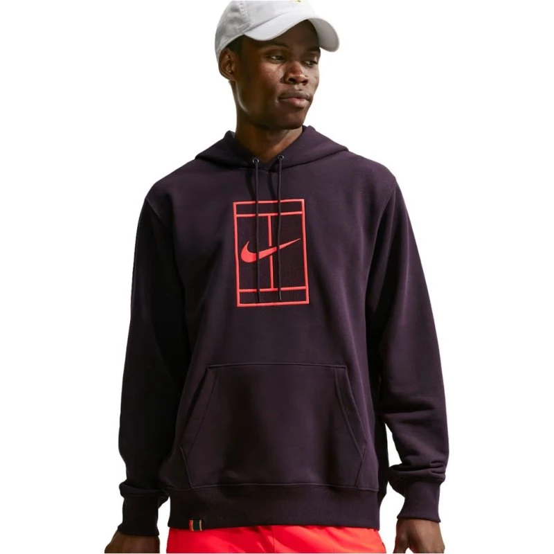 Nike Court Slam Dri-FIT Fleece Hoodie Burgundy Ash