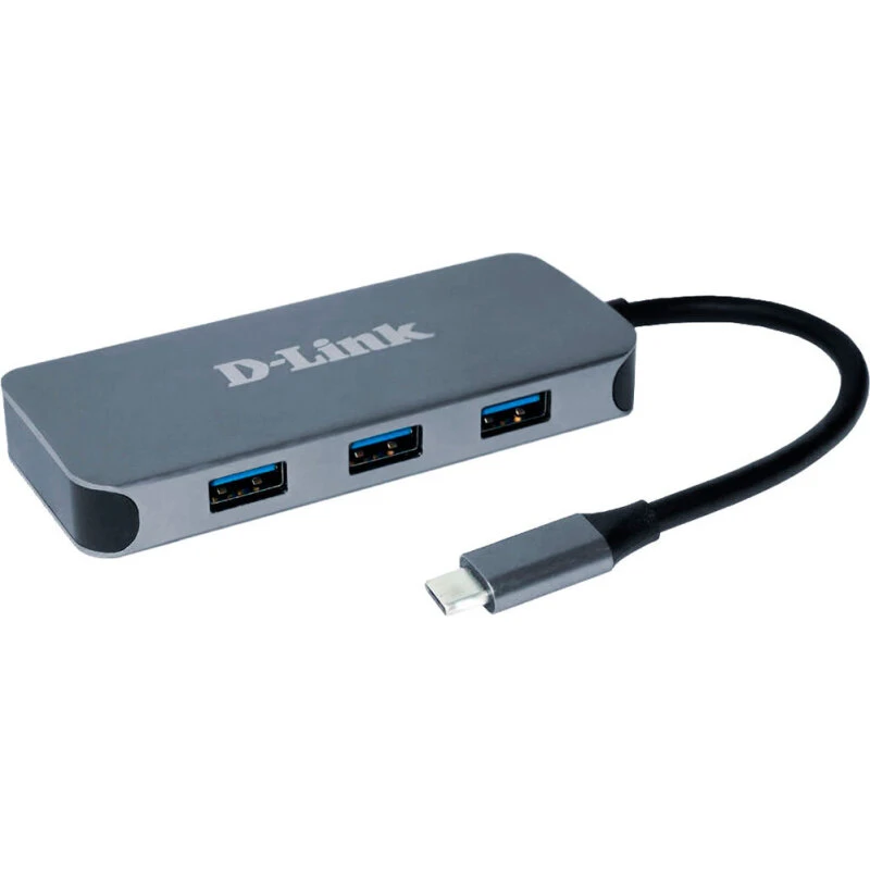 D-Link DUB-2335 6-i-1 USB-C Hub – Grå, 4K & Gigabit