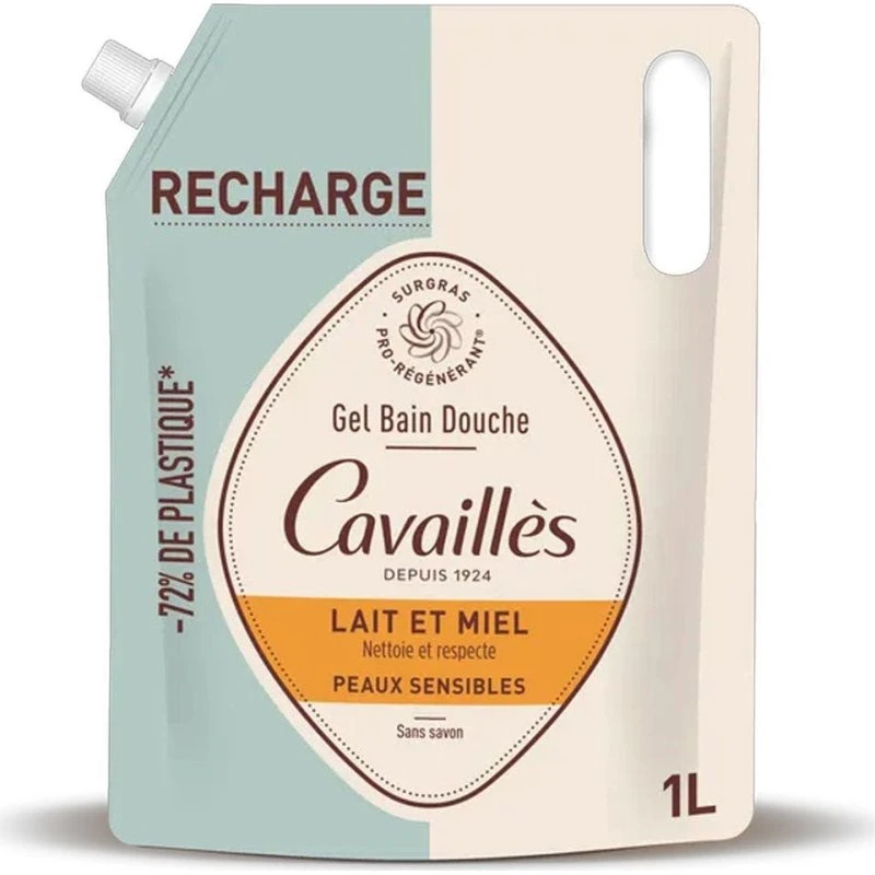 Cavaillès Eco-refill Bade- og brusegel Mælk & Honning 1L
