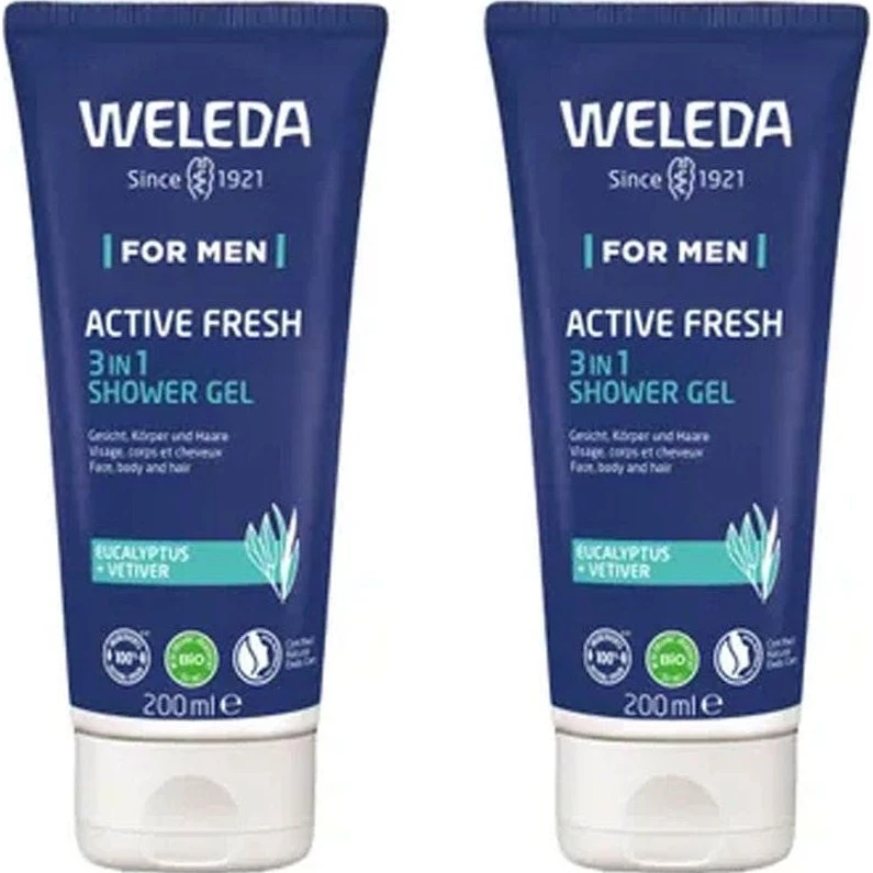 Weleda Aktiv mand Fresh 3 i 1 Shower Gel 2x200ml