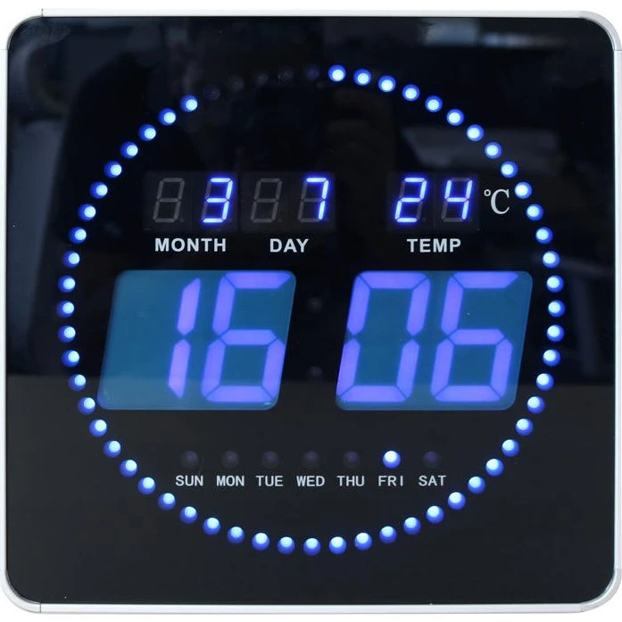 Unilux Flo LED ur, sort, 28x28 cm