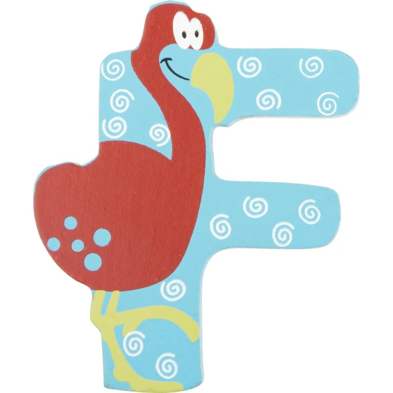 Small Foot træbogstav F med dyremotiv 7x8 cm