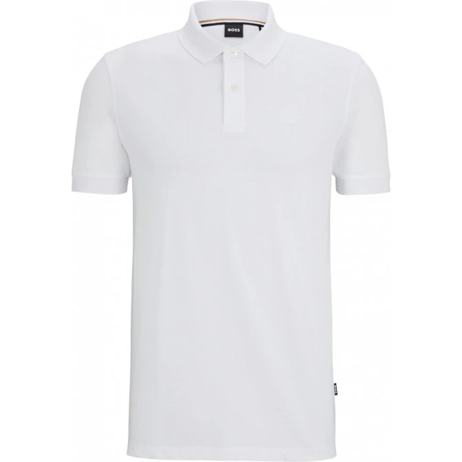 BOSS Poloshirt i hvid økologisk bomuld - Regular Fit