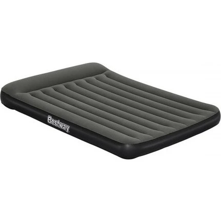 Bestway luftmadras 203×152×30 cm - sort/grå med pumpe