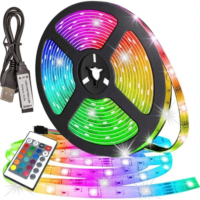 2m RGB LED-Strip Lights med USB og fjernbetjening