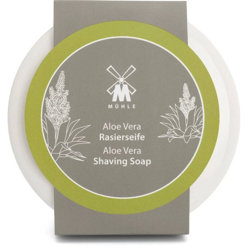 Mühle Aloe Vera Barber-sæbe i porcelænsskål med låg