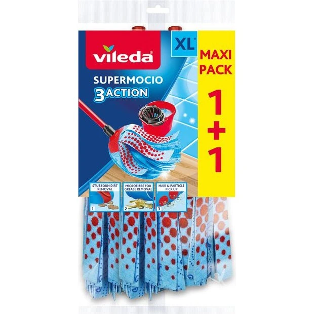 Vileda Supermocio 3Action XL Moppehoveder - 2 stk.