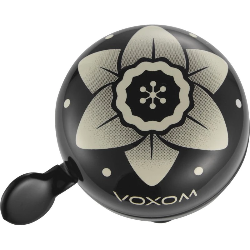 Voxom KL21 Ding Dong Cykelklokke 60 mm - Sort med blomsterdesign