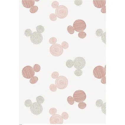 Disney Mickey Mouse fototapet 300×250 cm - hvid/lyserød/grå