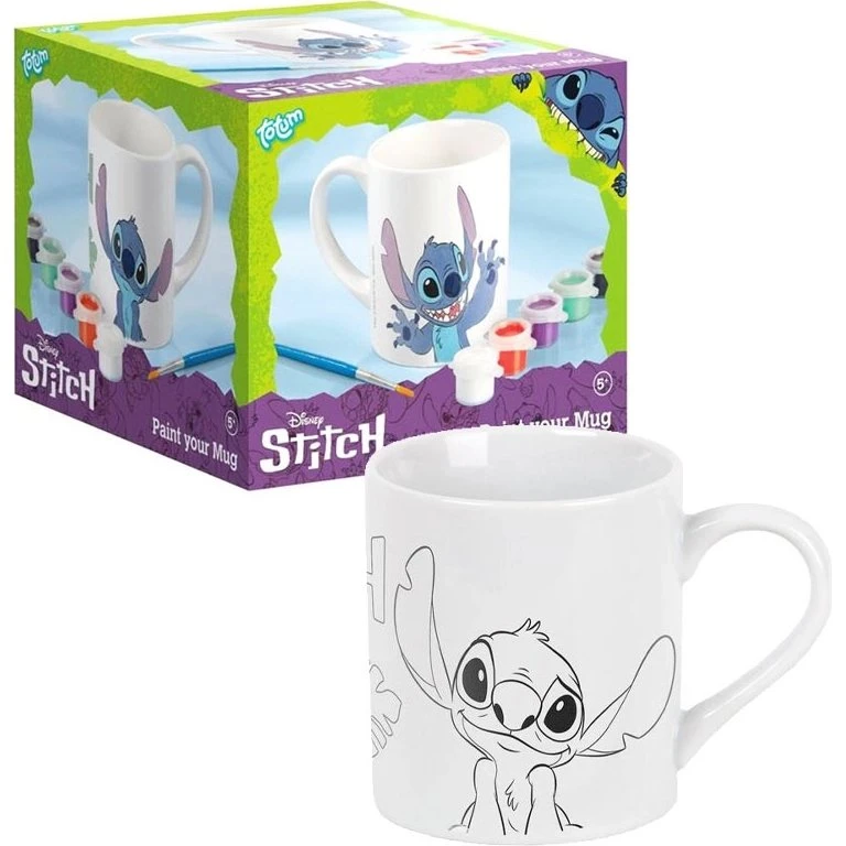 Disney Stitch mal selv krus - sæt til børn (keramisk, 12×10 cm)
