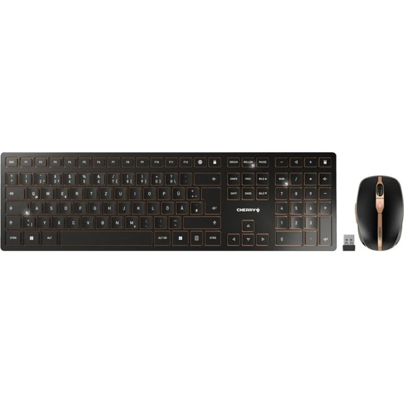 Cherry DW 9100 SLIM Trådløst Tastatur og Mus Sæt - Sort/Bronze