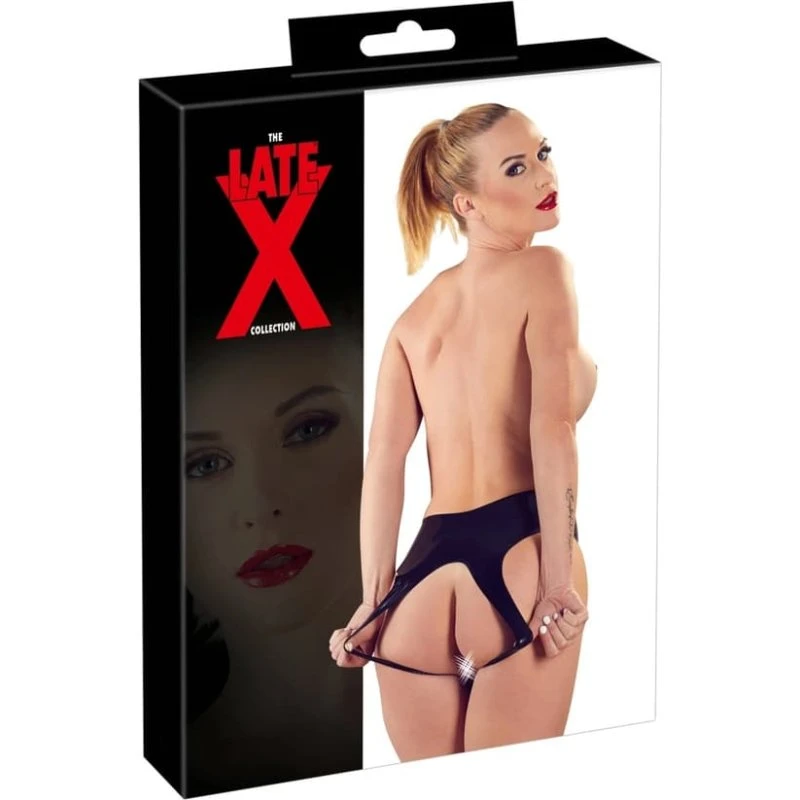 LATE X Sexede Latex Trusser med Åbent Skridt - Sort SL