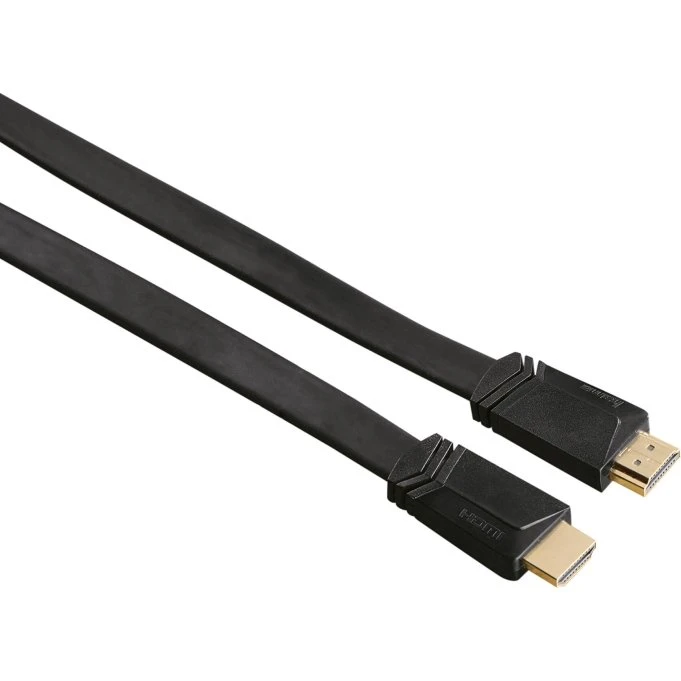 Hama HDMI Ethernet High Speed kabel 1,5 m flad, sort (guldbelagt)