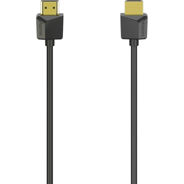Hama HDMI Flexi-Slim kabel 1,5 m – Guldbelagt, Sort (4K)