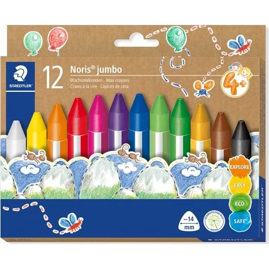 Staedtler Noris Jumbo Voksfarve, 12 stk.