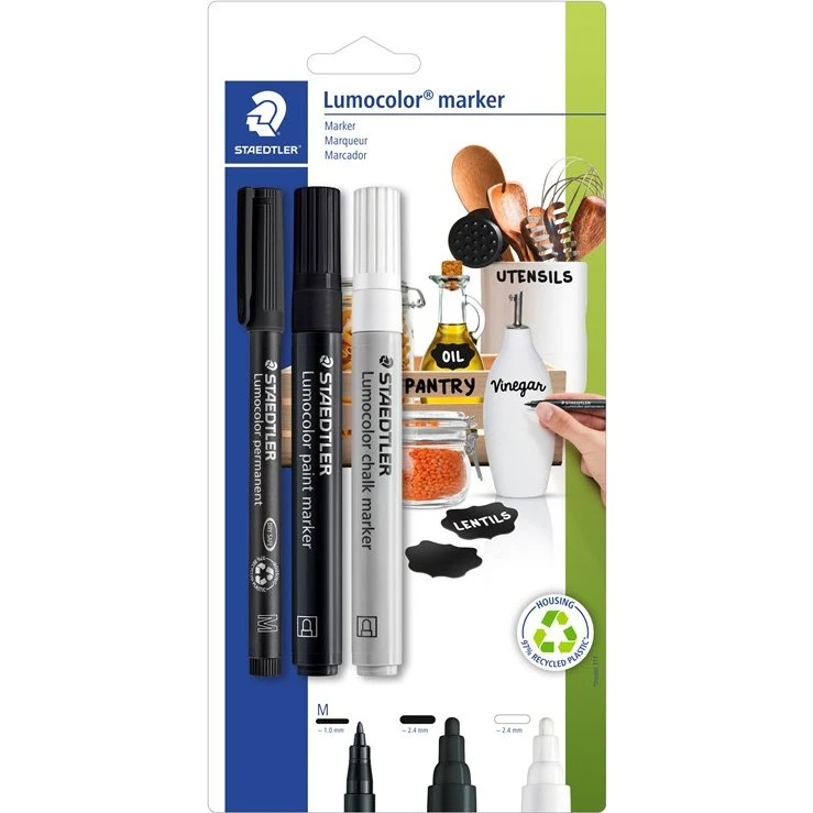 Staedtler Lumocolor Marker Sæt, 3 stk. Sort