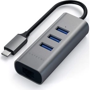 Satechi USB-C Hub 2-i-1 med Ethernet - Grå