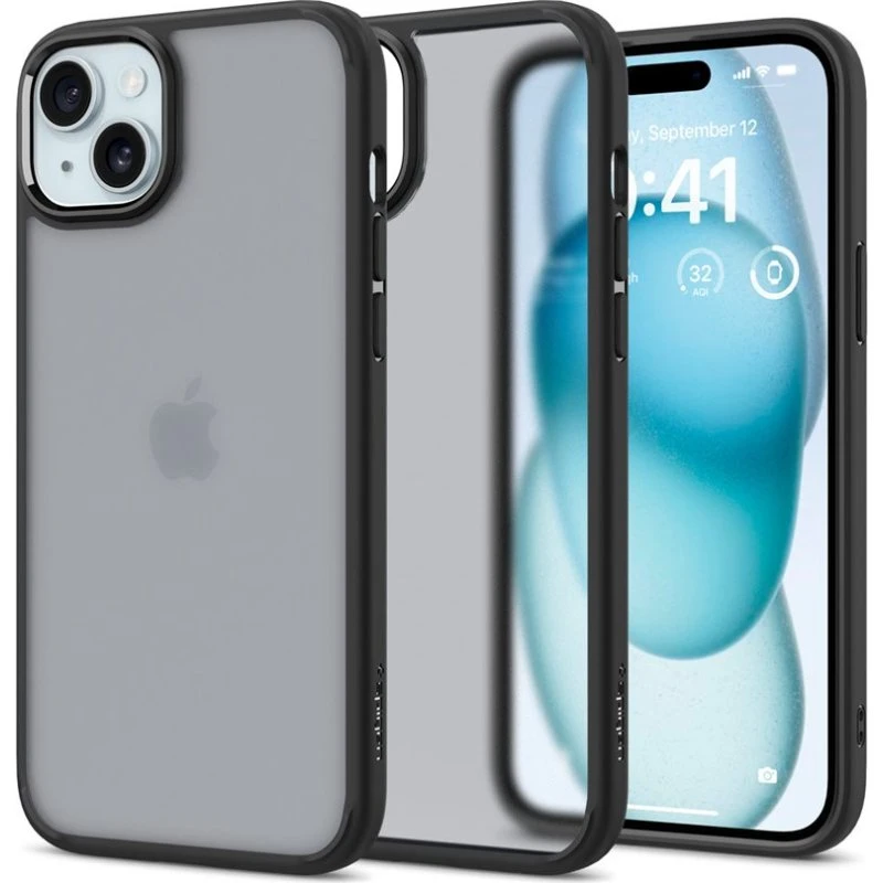 Spigen Ultra Hybrid Frost Black til iPhone 15 Plus