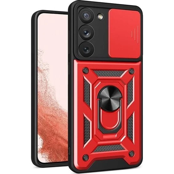 Hurtel Hybrid Armor Camshield Case til Samsung Galaxy S23+ - Rød