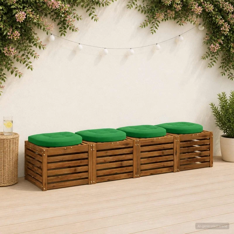 vidaXL 4-Stykke Sædepuder Grøn 40x40x5 cm i 100% Polyester