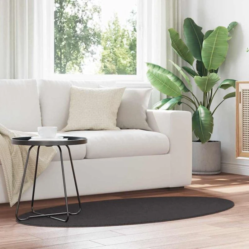 vidaXL Tæppe HUARTE Antracit 80 x 150 cm - Ovalt