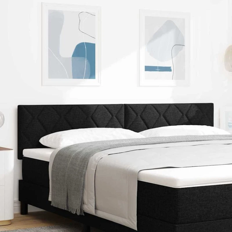 vidaXL Hovedgærde Sort 180 cm Stof