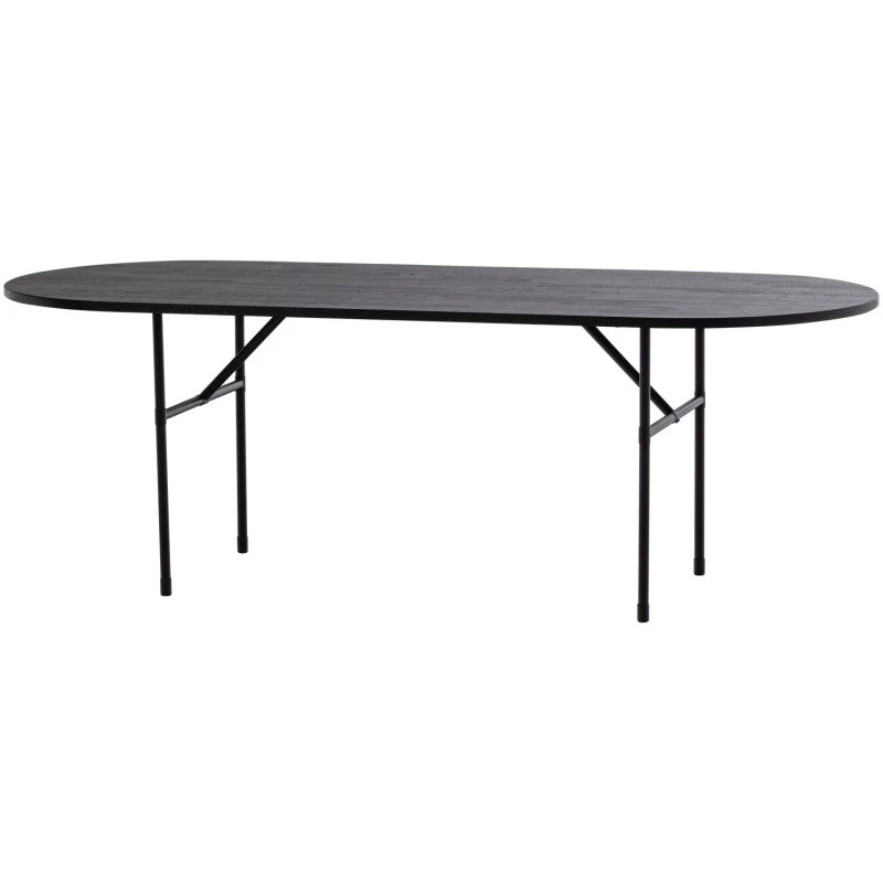 WOOOD Arthur spisebord, oval sort eg og metal (220x90)
