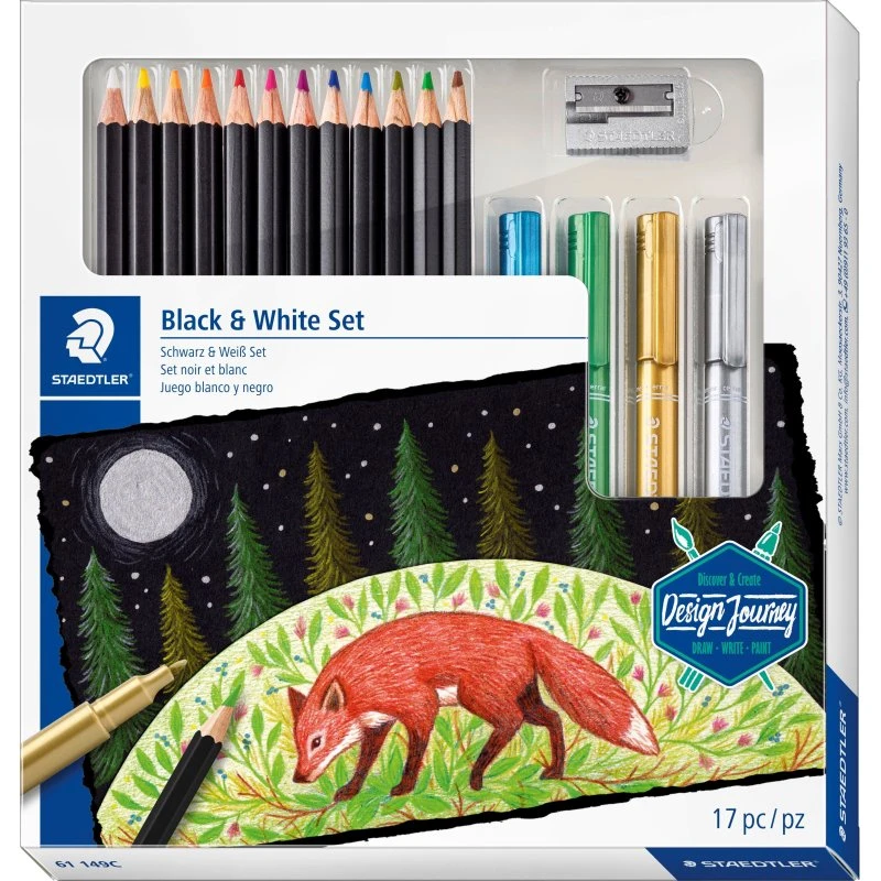 STAEDTLER Design Journey Tegnesæt Sort & Hvid (12 stk)