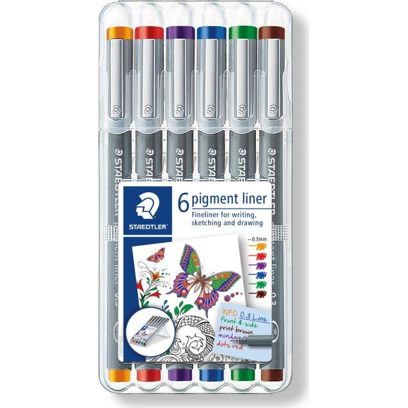 Staedtler Pigmentliner 0,3mm - 6 assorterede farver