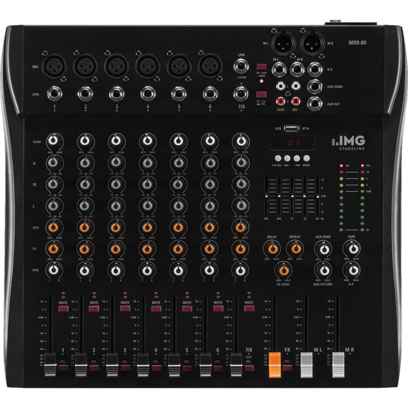 MXR-80 8-kanals mixer med Bluetooth og USB interface