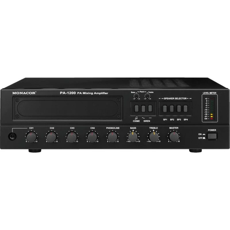 Monacor PA-1200 4-zoners PA-mixerforstærker 120W 100V