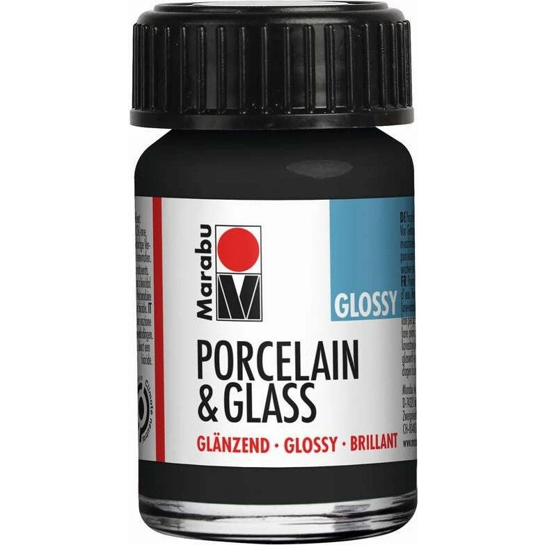 Marabu Porcelain & Glass Glossy Maling - Sort - 15 ml