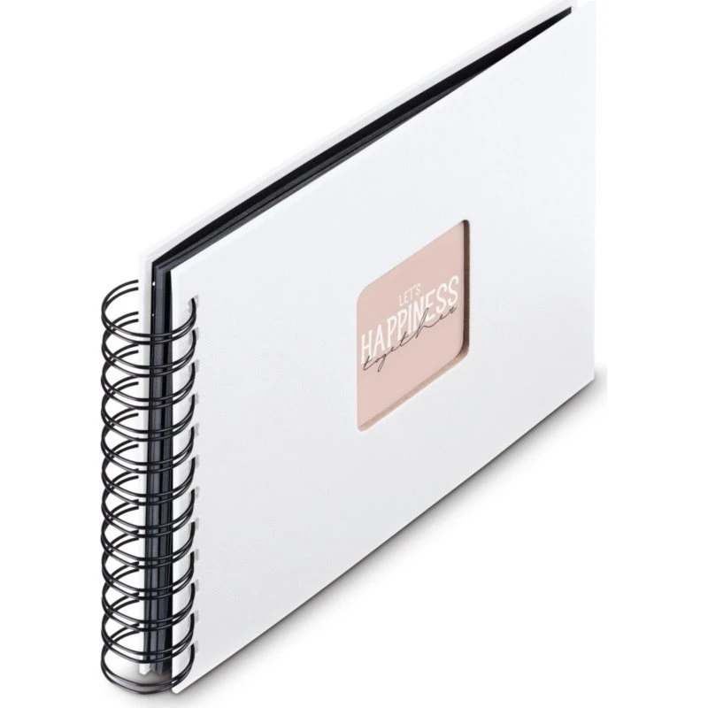 Hama Fine Art Spiral Fotoalbum, 24x17cm, 50 sorte sider, hvid