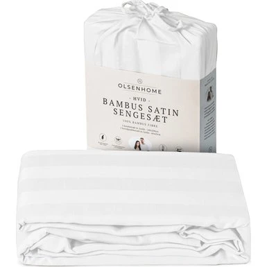 OlsenHome Bambus satin sengesæt 140x200 + 60x63, hvid