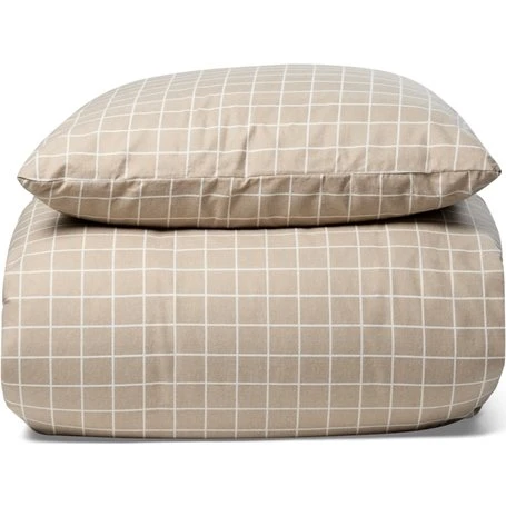 Nordstrand Home Sengetøj 200x220 cm Check Small, beige — 100% flonel