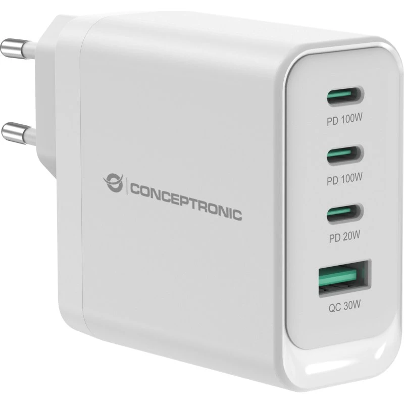 Conceptronic ALTHEA22W100 100W GaN USB-C oplader, hvid