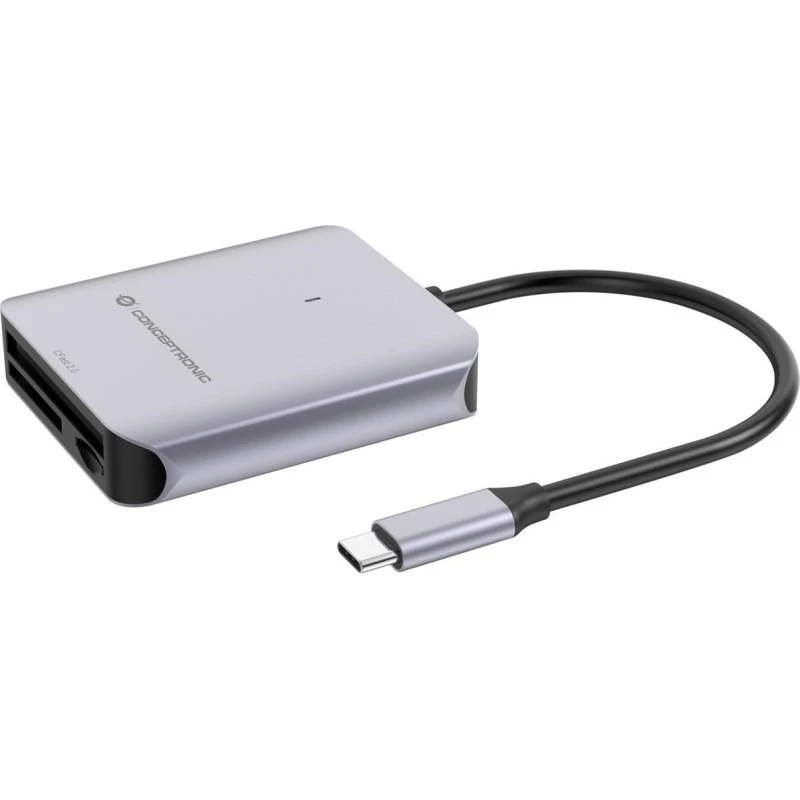 Conceptronic BIAN09G 3-i-1 USB-C Kortlæser - Grå