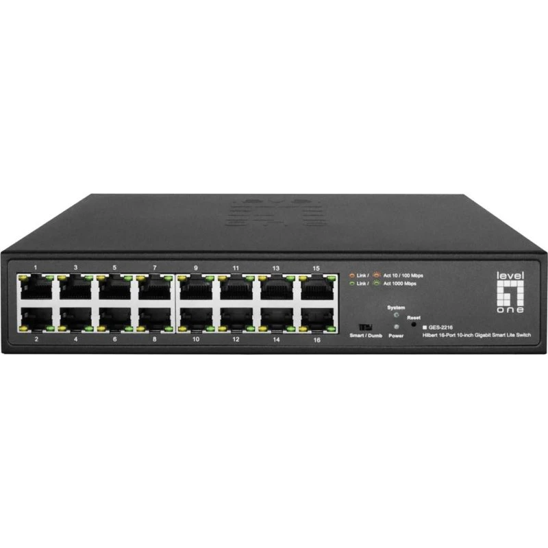 LevelOne Hilbert 10" 16-port Gigabit Smart Lite Netværksswitch