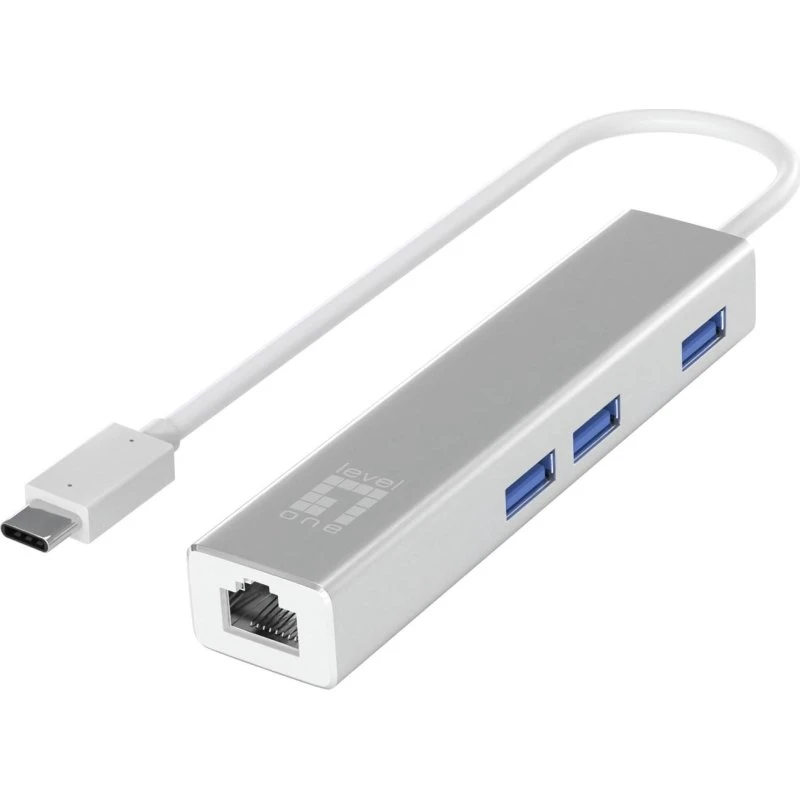 LevelOne USB-C Gigabit Netværksadapter med 3 x USB 3.0 Hub
