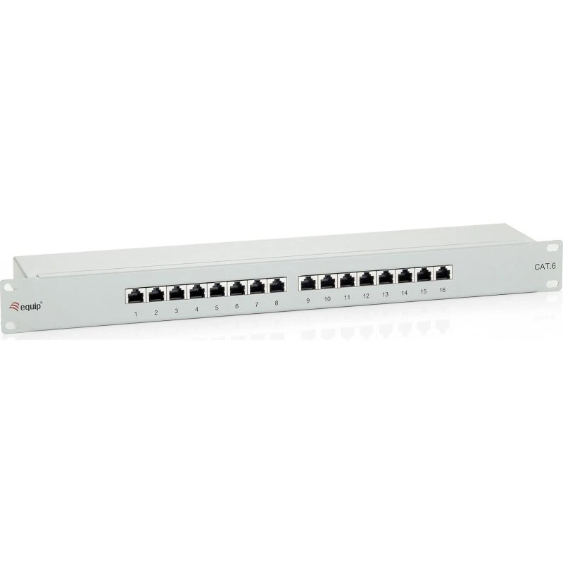 Equip Cat.6 Skærmet Patchpanel 16-ports - Lysegrå