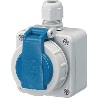 MENNEKES 10863 Schuko vægudtag Type F, IP68, Blå/Hvid