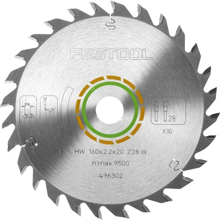 Festool 496302 Rundsavklinge 160mm 28T til Træ