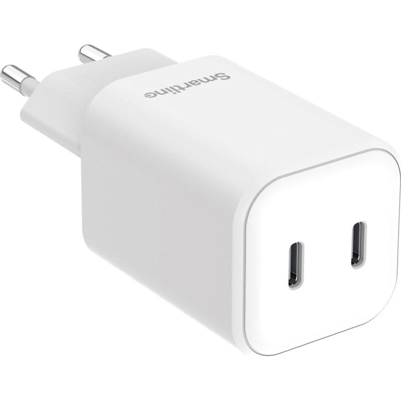 Smartline Vægoplader 45W, 2x USB-C - Hvid